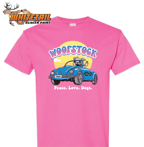 Paws-itive Partners Pink Woofstock 2023 Tshirt Pawsitive Partners Woofstock t-shirt PINK